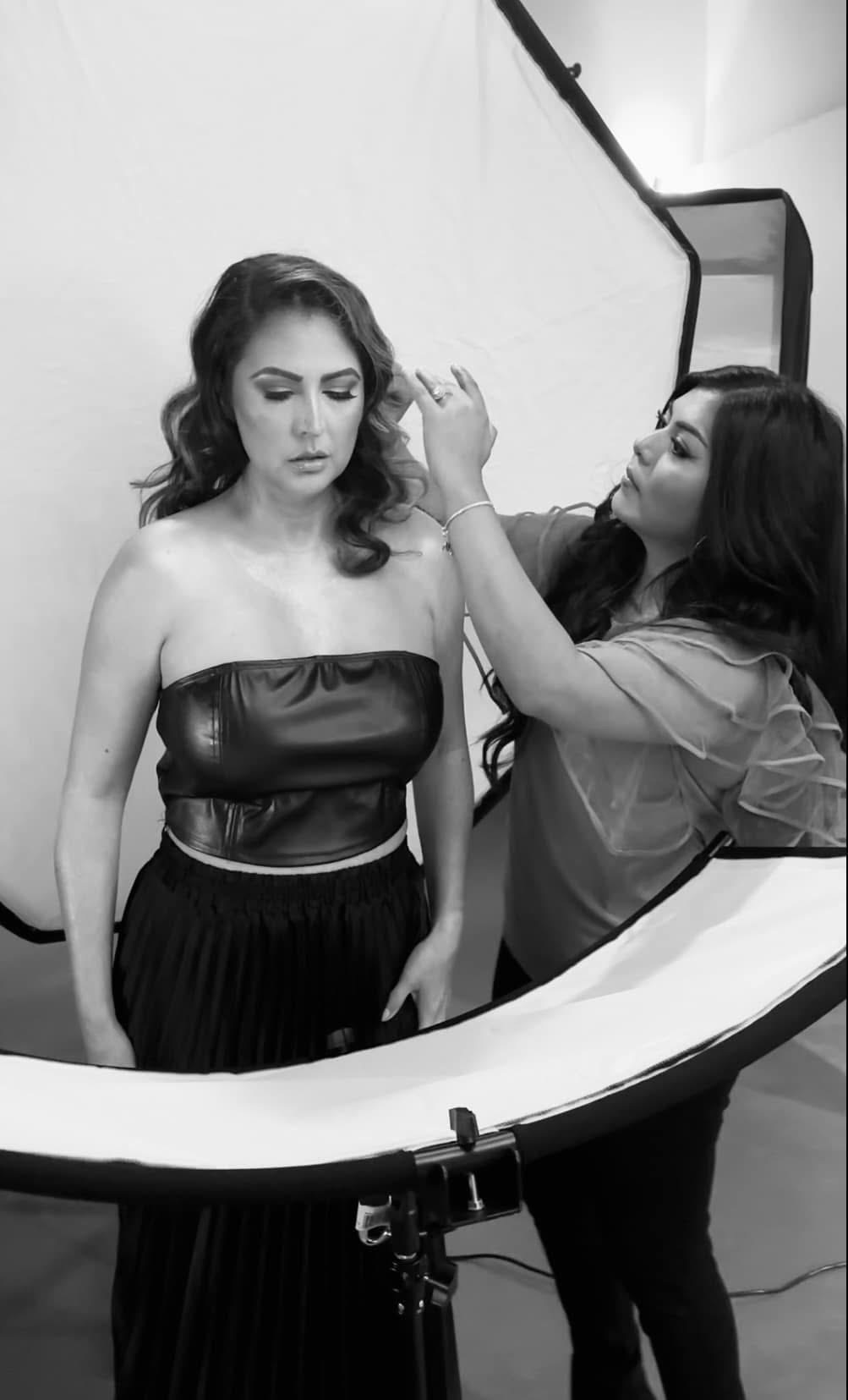 Andreina at work on a photoshoot — DFW makeup artist
